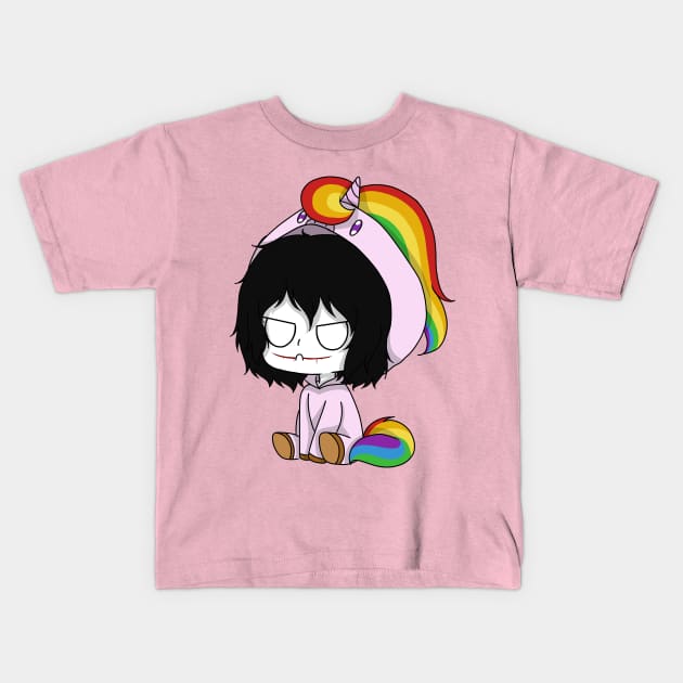 creepypasta unicorn (jeff the killer) Kids T-Shirt by LillyTheChibi